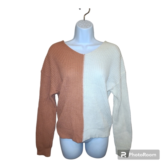 Color block twist back sweater oversized medium - Picture 1 of 6